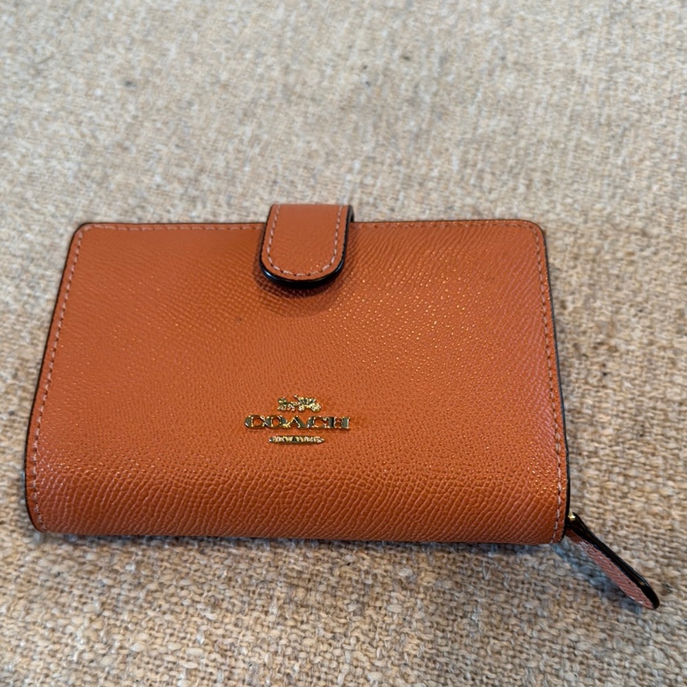 Coach Orange Leather Compact Wallet